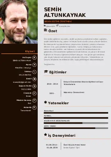 Beden Eğitimi Öğretmeni CV Örnekleri cv indir